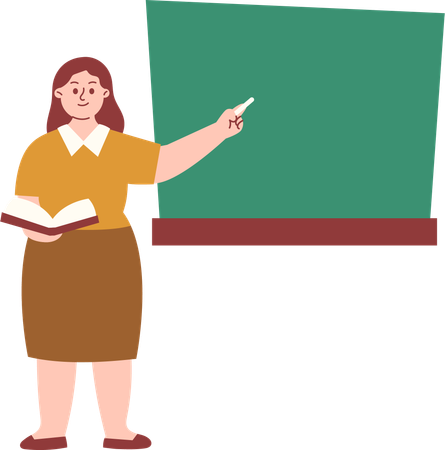 Female Teacher Teach at Class  Illustration