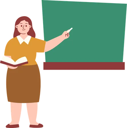 Female Teacher Teach at Class  Illustration