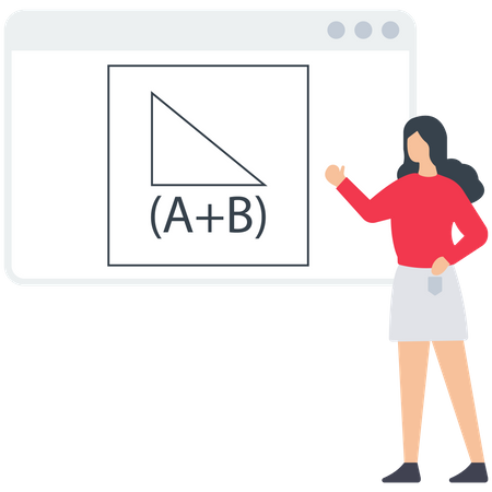 Female teacher teach Math in Class  Illustration