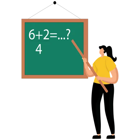 Female teacher teach Math in Class  Illustration