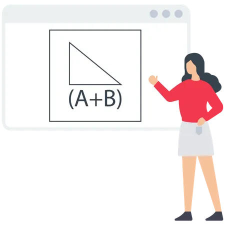 Female teacher teach Math in Class  Illustration