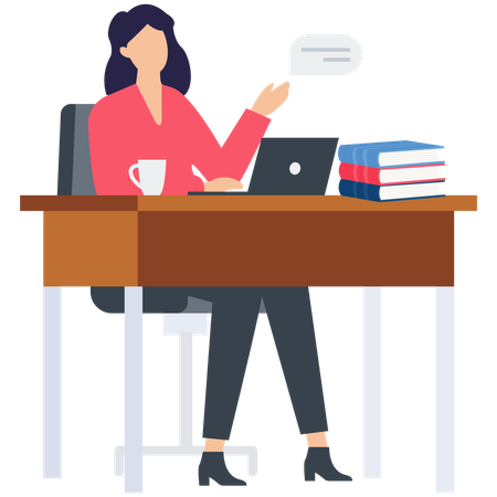 Female teacher teach Virtual Education  Illustration