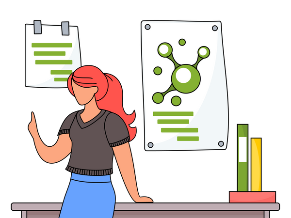 Female teacher teaching about chemical formula  Illustration