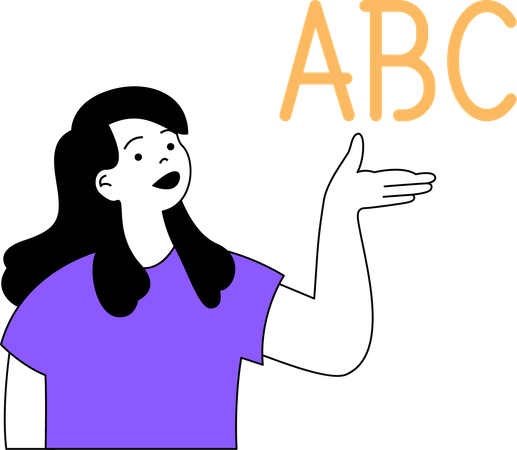 Female Teacher teaching english  Illustration