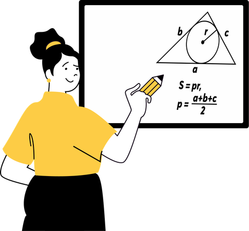 Female teacher teaching geometry  Illustration