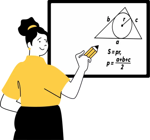 Female teacher teaching geometry  Illustration