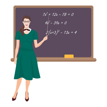 Female teacher teaching in class Illustration