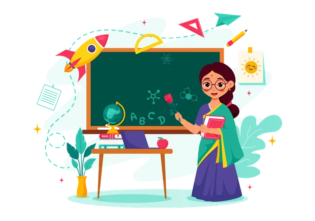 Female teacher teaching in class  Illustration