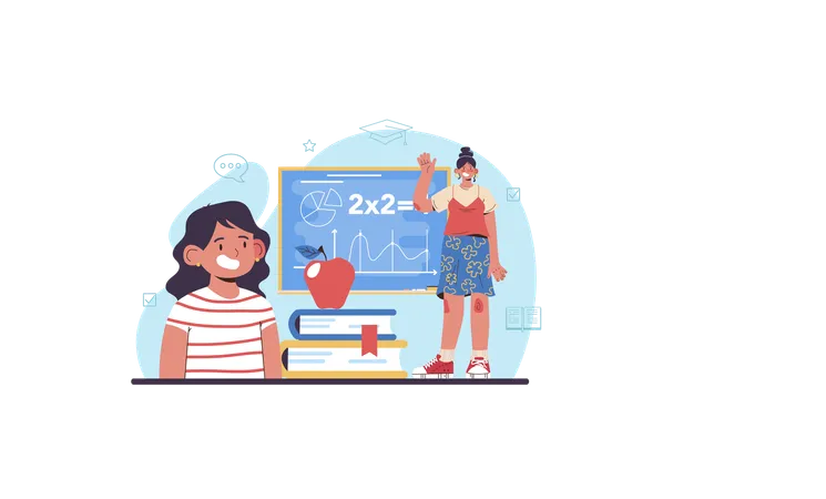 Teacher Web Banner Or Landing Page Professor Giving A Lesson In A Classroom School Worker Teaching Children School Curriculum Idea Of Methodical Academic Education Flat Vector Illustration イラスト