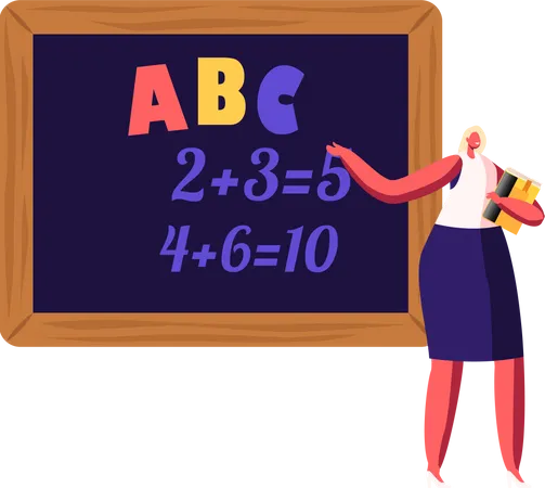 Female teacher teaching in classroom Illustration