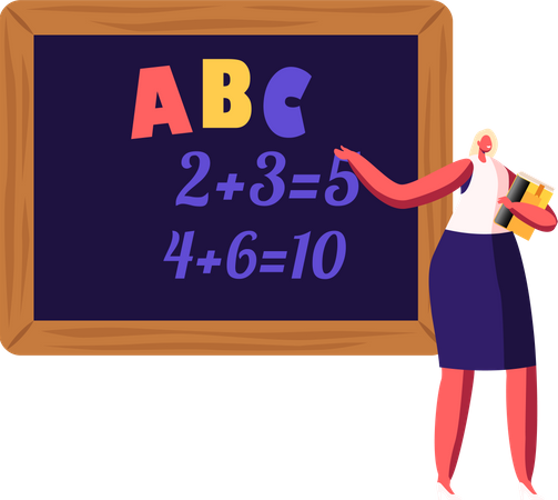 Female teacher teaching in classroom  Illustration