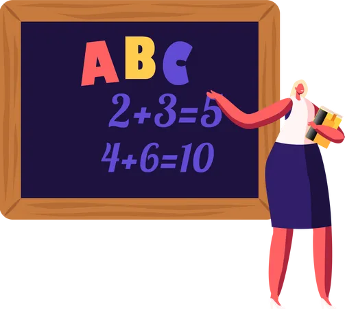 Female teacher teaching in classroom  Illustration