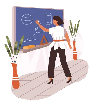 Female teacher teaching in school Illustration
