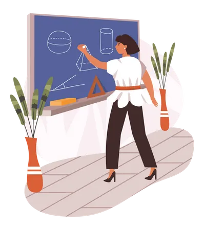 Female teacher teaching in school  Illustration