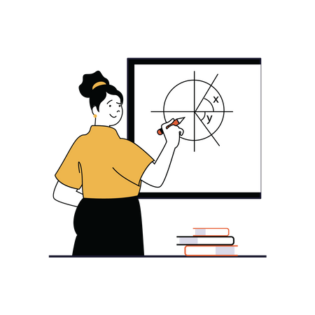 Female teacher teaching math  Illustration