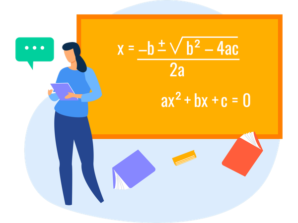 Female teacher teaching math class  Illustration