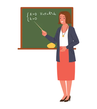 Female Teacher teaching math  Illustration