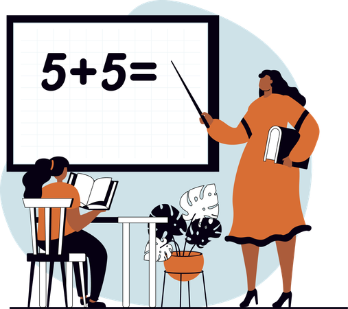 Female teacher teaching math  Illustration