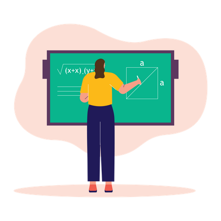 Female Teacher teaching mathematic  Illustration