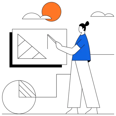 Female Teacher teaching maths  Illustration