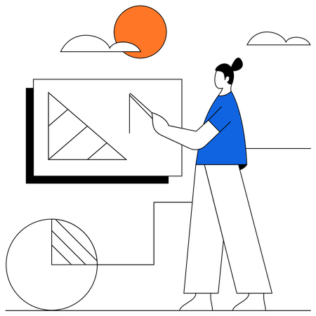 Female Teacher teaching maths  Illustration