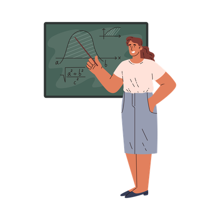 Female teacher teaching maths  Illustration