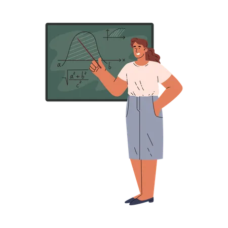 Female teacher teaching maths  Illustration