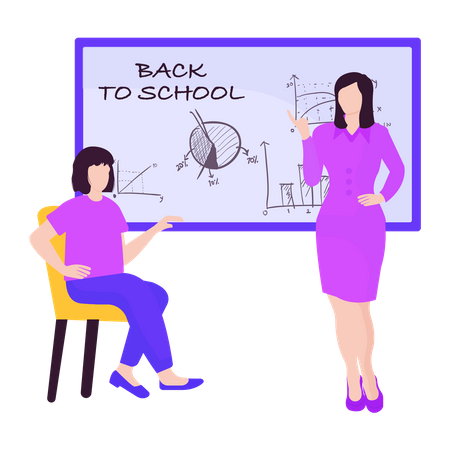 Female teacher teaching maths in class  Illustration