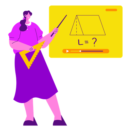 Female teacher teaching maths Online  Illustration