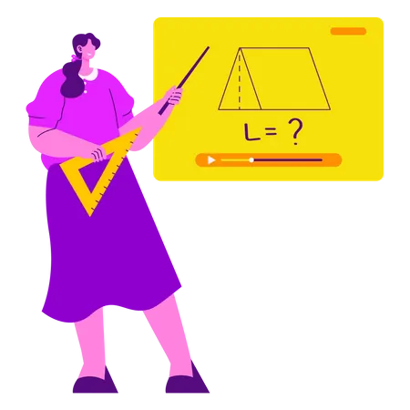 Female teacher teaching maths Online  Illustration