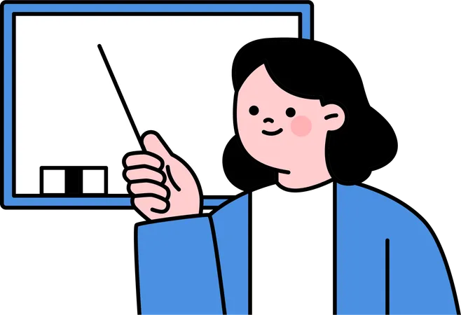 Female Teacher Teaching On Board  Illustration