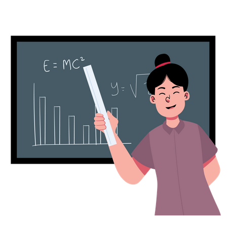 Female Teacher teaching physics  Illustration