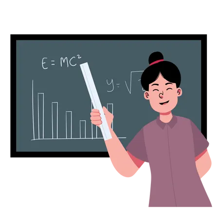 Female Teacher teaching physics Illustration