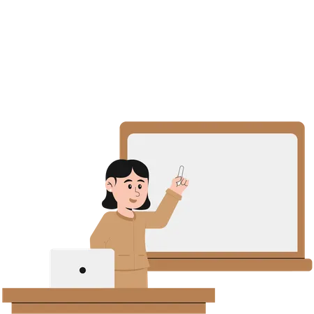 Female Teacher Who Is Providing Learning Materials  Illustration