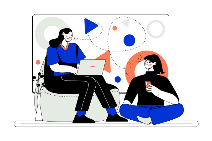 Female team working together  Illustration