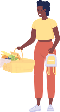 Female teenager holding picnic basket  Illustration