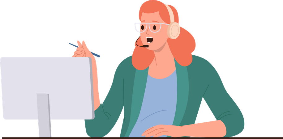 Female telemarketer operator  Illustration