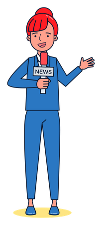 Female television journalist reporting the news Illustration