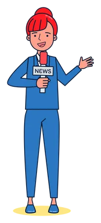 Female television journalist reporting the news Illustration