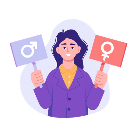 Female telling about gender equality  Illustration