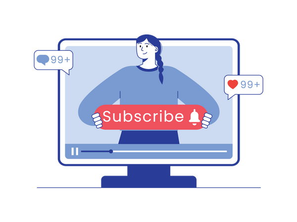 Female telling for subscribe channel  Illustration