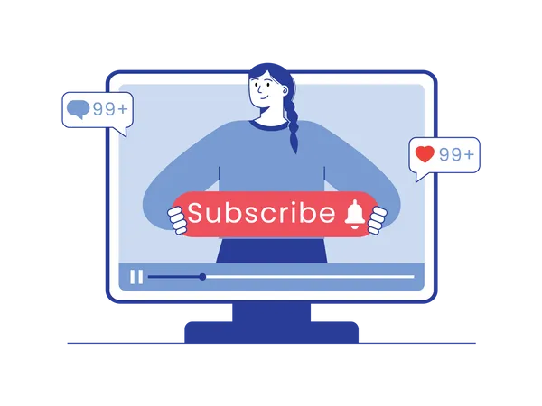 Female telling for subscribe channel  Illustration