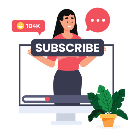 Female telling for subscribe  Illustration