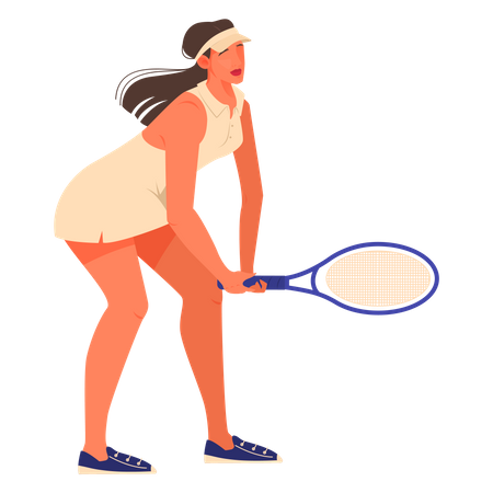 Female Tennis player holding a racket  Illustration