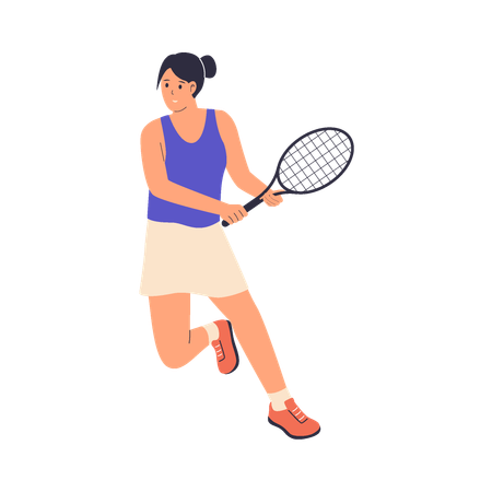 Female tennis player playing long tennis  Illustration