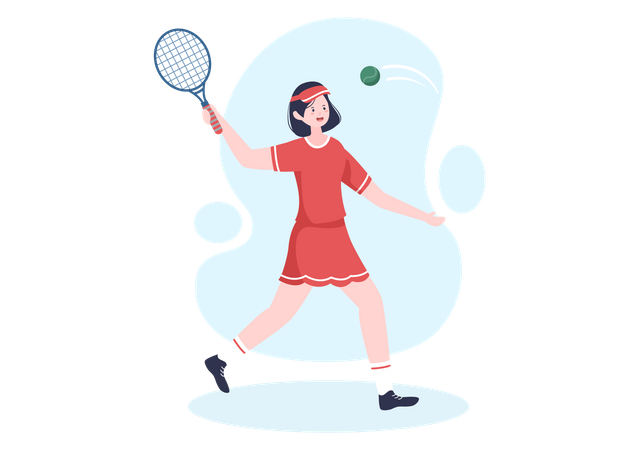 Female Tennis player playing tennis  Illustration