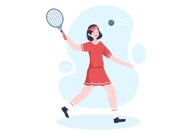 Female Tennis player playing tennis  Illustration