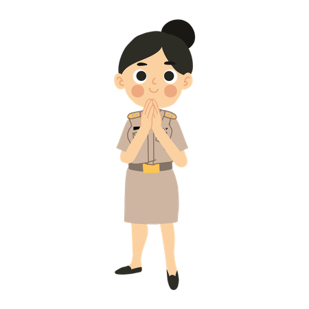 Female Thai Teacher Welcoming  Illustration