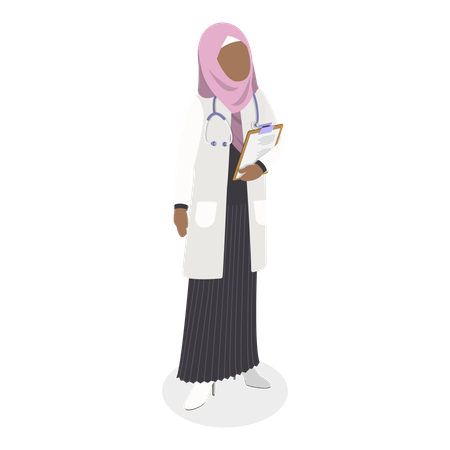 Female therapist standing with clipboard  Illustration