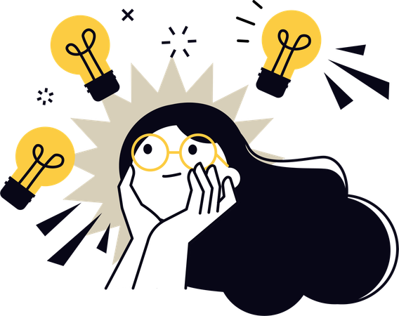 Female thinking about Creative Idea  Illustration